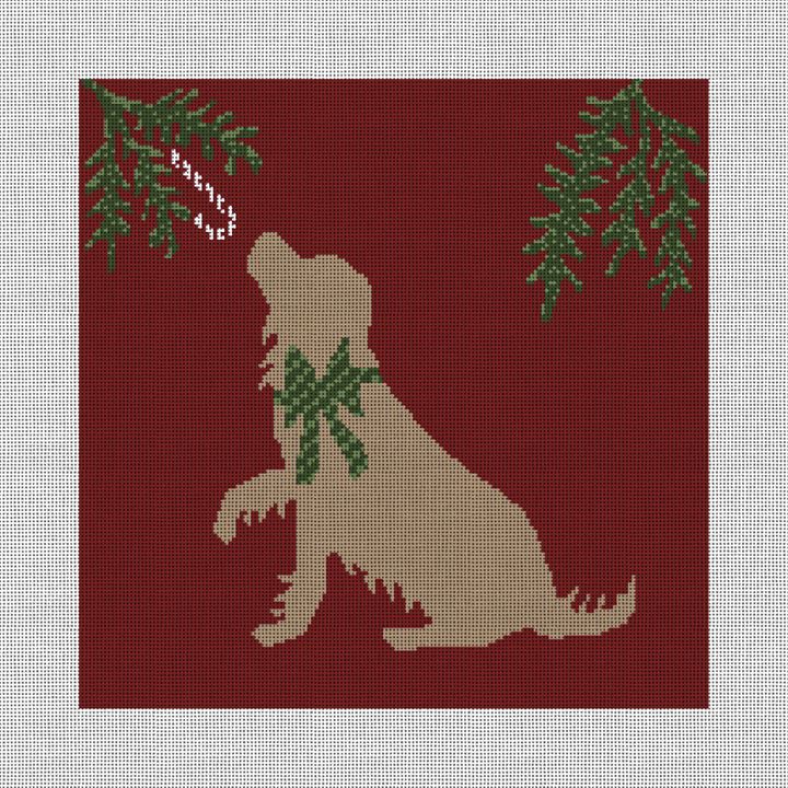 Christmas Dog Needlepoint Pillow Canvas