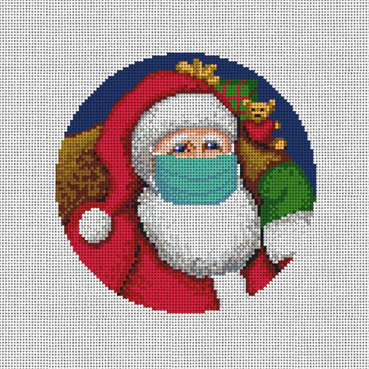 Santa's X Mask Needlepoint Ornament Canvas