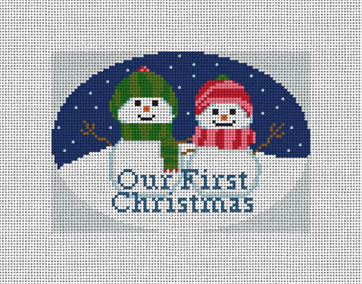 Snow Couple Needlepoint Ornament Canvas