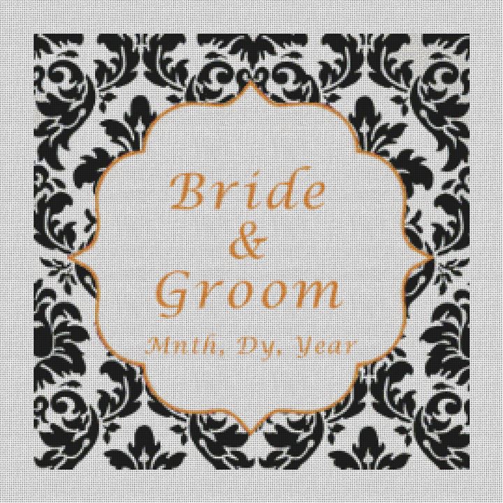 Square Damask Wedding Ring Bearer Pillow Needlepoint Canvas Kit